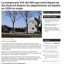La compra por CVC del 20% que tena Repsol en Gas Natural dispara las adquisiciones en Espaa un 223% en mayo